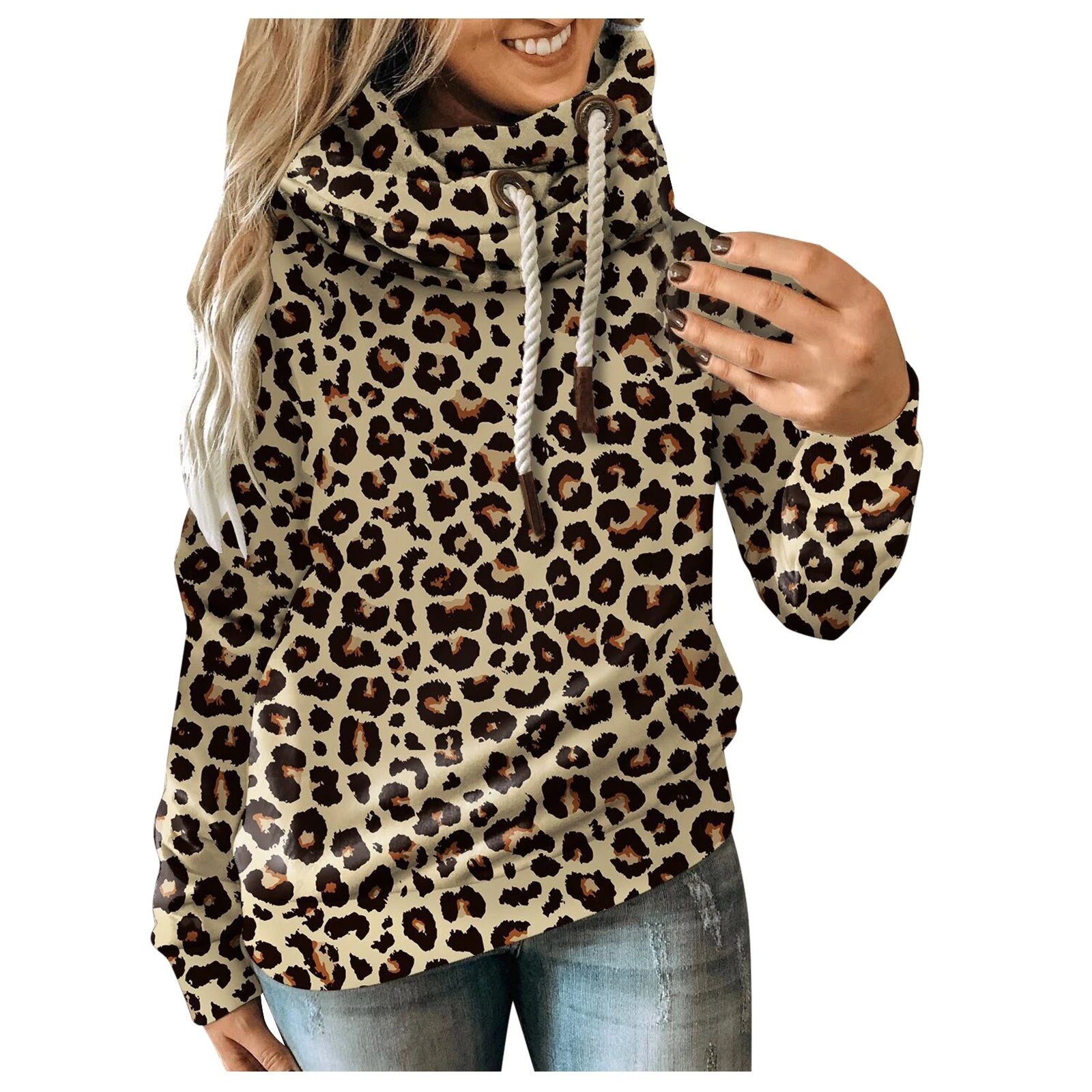 Sudadera con capucha de leopardo para suéter informal de camuflaje con cordón, Top de moda, Otoño e Invierno|Sudaderas con capucha y - AliExpress