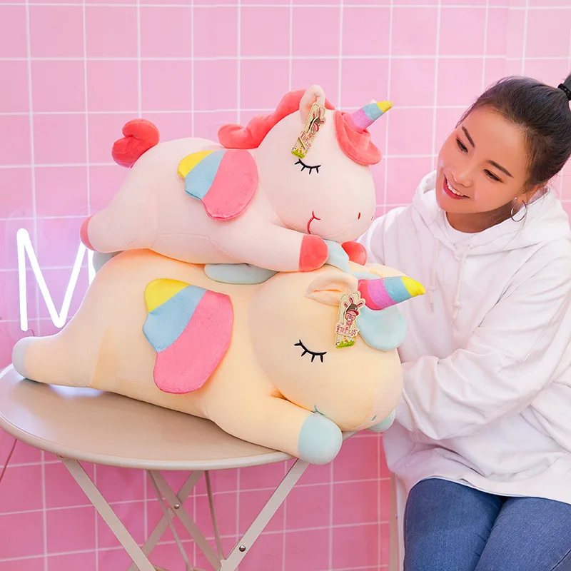

Genuine Douyin Celebrity Style Angel Unicorn Doll Cute Rainbow Pony Plush Toy Pink GIRL'S Heart Doll