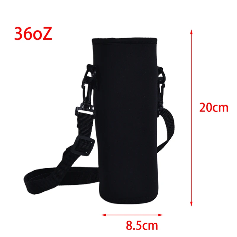 Water Bottle Sports Bottle Water Bag 36oZ/64oZ Water Bottle Cover Bag Pouch W/Strap Neoprene Water Pouch Holder Shoulder Strap Black Bottle Carrier Insulat