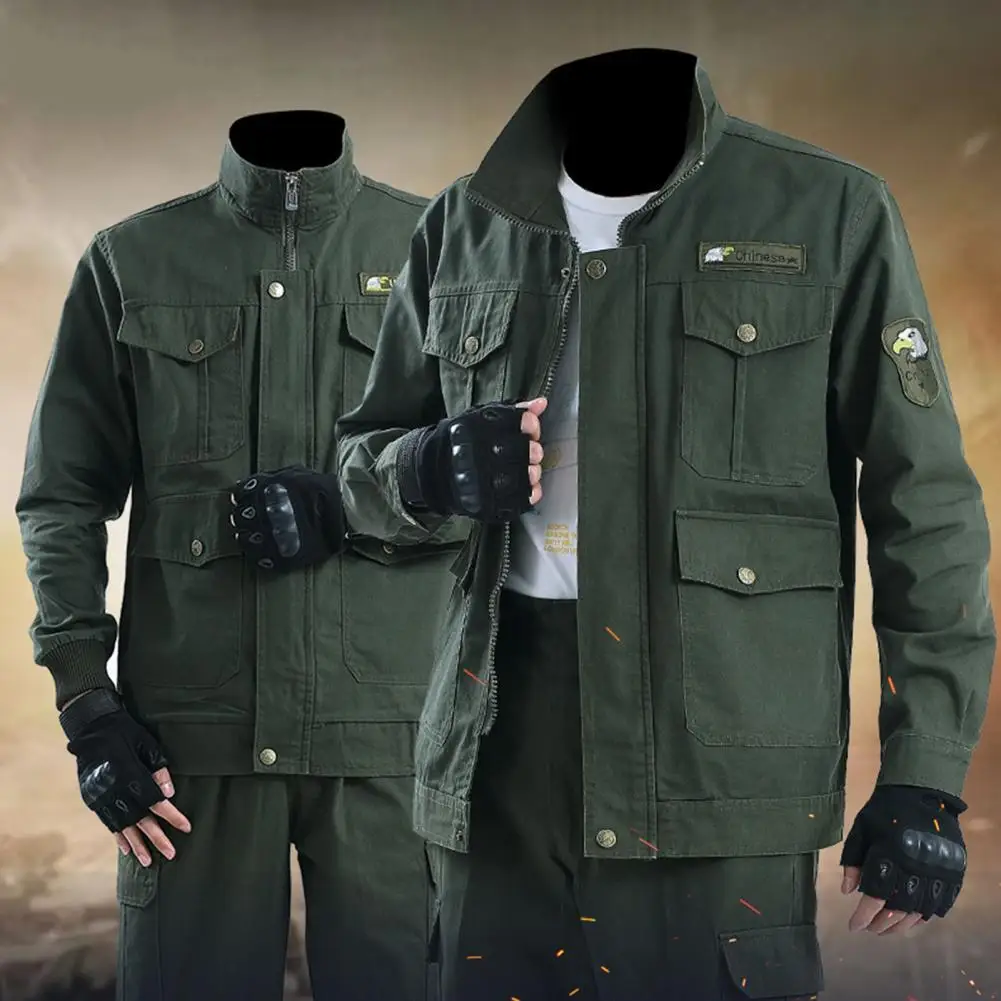 2 Pcs/Set Work Clothes Suit Men Overalls Dirt-proof Wear Resistant Multi-pockets Soft Coat Suit Thickened conjuntos de chaqueta