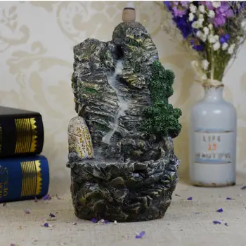 

Resin Backflow Incense Burner Mountain Stream Censer Smoke Waterfall Incense Holder High Mountain Waterfall Home Incense Holder