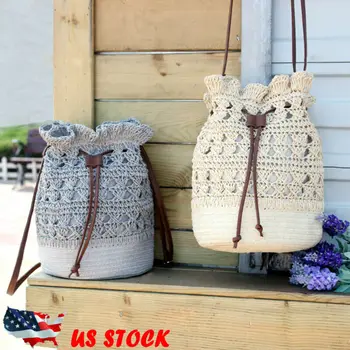 

Women Handbag Casual Straw Bucket Bag Fashion Style Summer Beach Style Holiday Bag Rattan Small Handbag