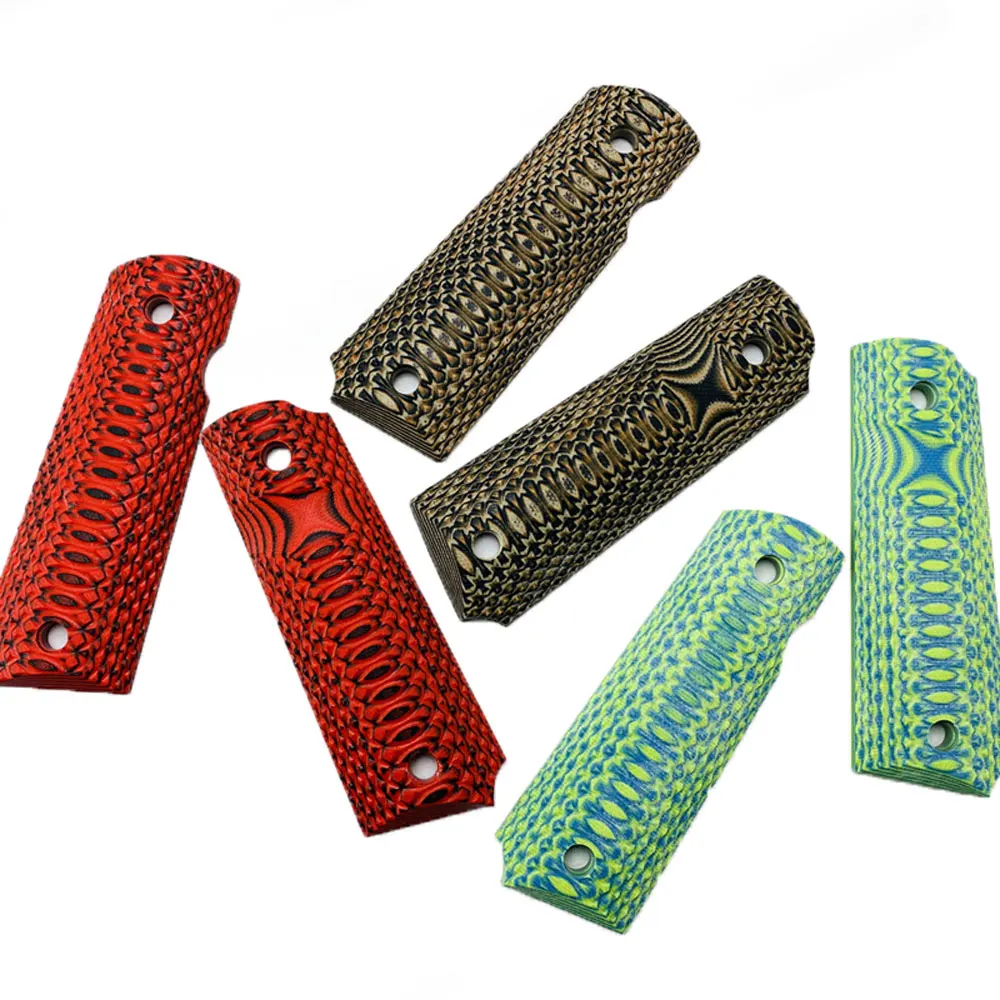 

TOtrait 2Pieces Tactics Pistol 1911 Full Size Grips 3 Color G10 Grips custom Grips CNC Material 1911 Accessories