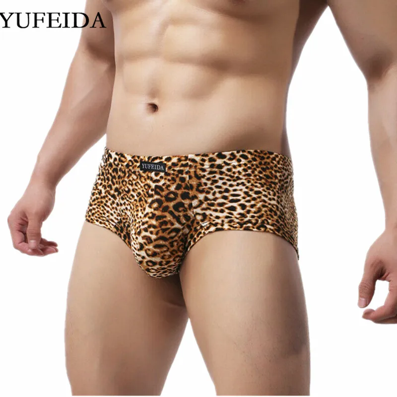 YUFEIDA Mens Boxer Shorts For Big Penis Underwear Breathable Sexy Leopard Print Male Homme Panties Boxers Mini Trunks Underpants | Мужская