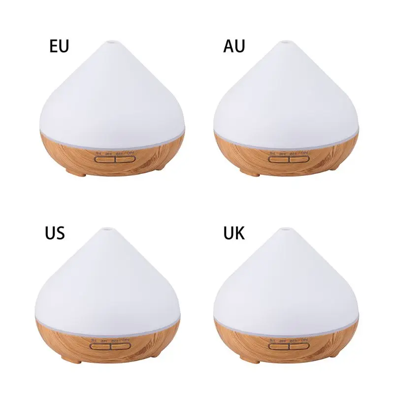 

300ml Wood Grain Anti Slip Base Night Light Essential Oil Diffuser Light Aroma Aromatherapy Fine Fog Humidifier Room Car Decor