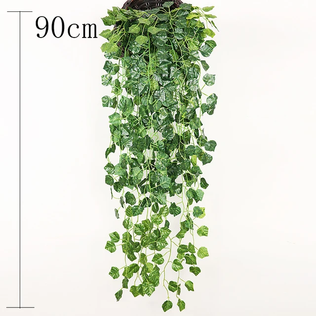 Artificial Plant Vines Wall Hanging Rattan Leaves Branches Outdoor Garden Home Decoration Plastic Fake Silk Leaf Green Plant Ivy G1