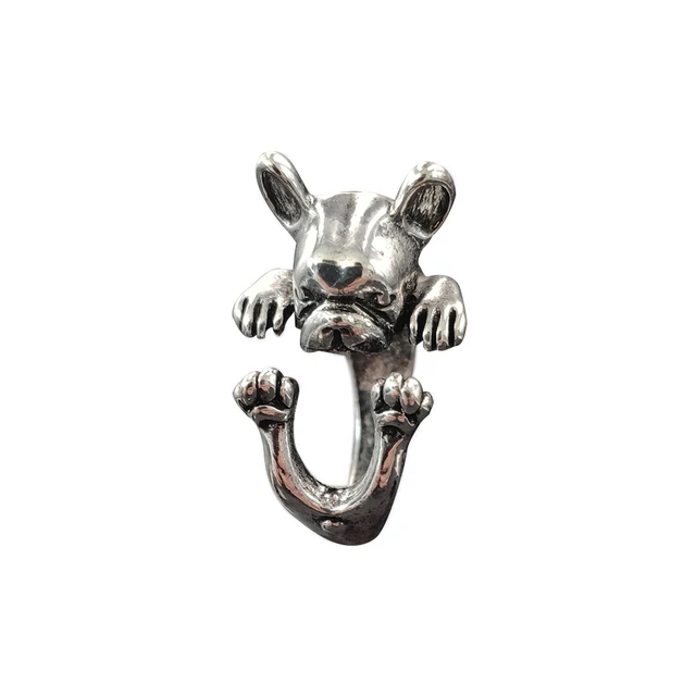 Фото кольцо с французским бульдогом кольцо животными в стиле хиппи цена