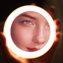 Мини круговой макияж светодиодный зеркало компактный портативный путешествия круглые с подсветкой зеркальный светильник