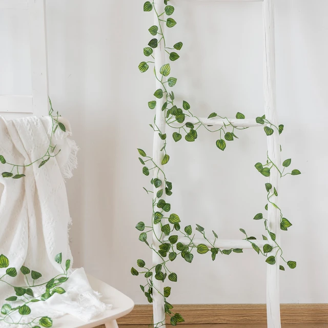210Cm Artificial Hanging Christmas Garland Plants Vine Leaves Green Silk Outdoor Home Wedding Party Bathroom Garden Decoration 2