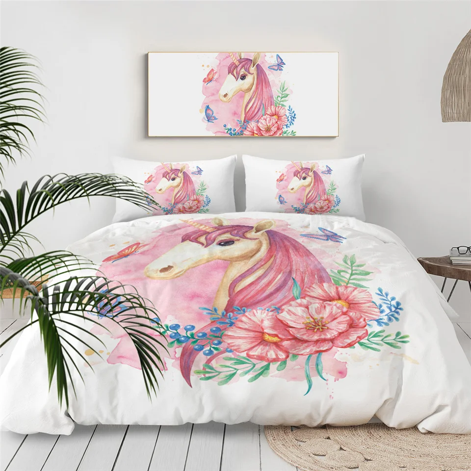 Unicorn Girly Bedding Set For Girls