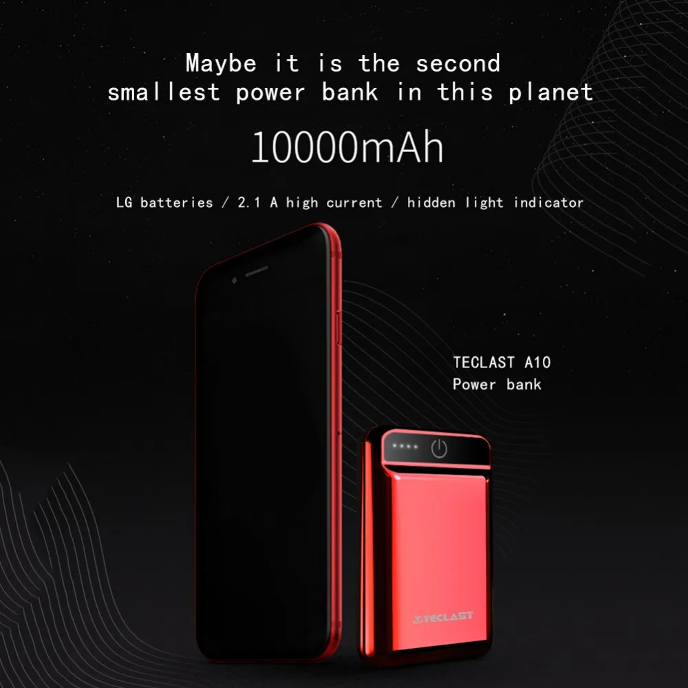 A10 мини 10000 мАч Внешний аккумулятор с двойным usb-выходом, Внешнее зарядное устройство для сотового телефона для Iphone 8 X, быстрая зарядка