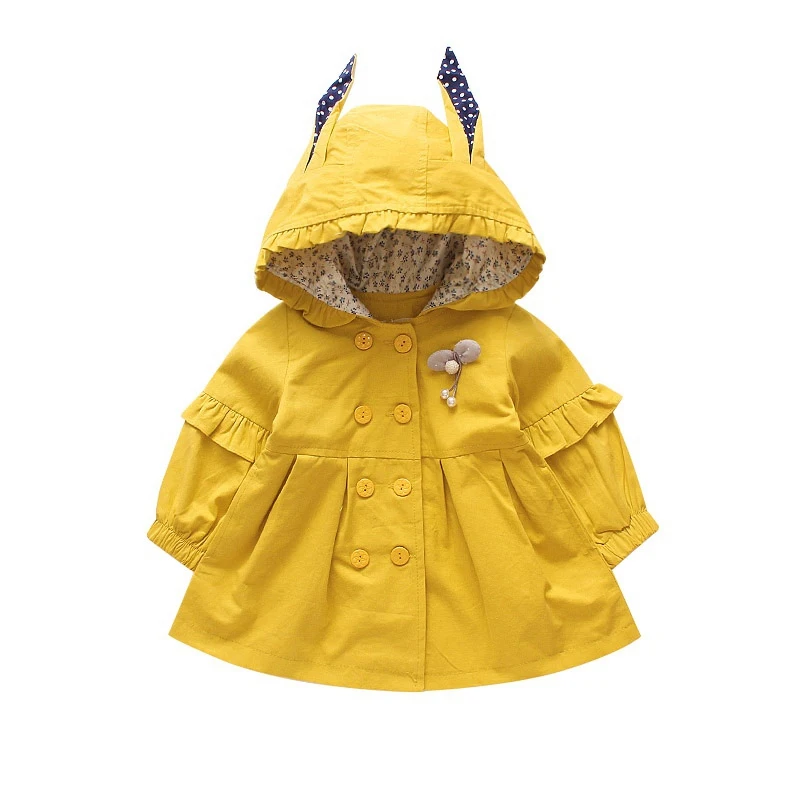 Children Girls Coats Cartoon Cotton Hooded jacket baby girls full sleeve long jacket solid color for 0-4 Y