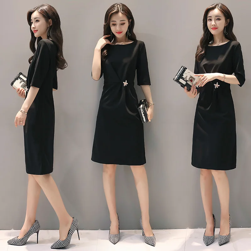 

2019 Autumn Korean-style Solid Color Versatile Slim Fit Slimming Ladies' Simple Elegant City Half-sleeve Shirt Zipper