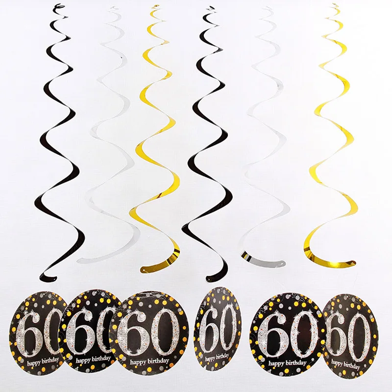 15Pcs Happy Birthday Number Gold Black Latex Confetti Balloons 18 30 40 50 60 Wedding Anniversary Birthday Party Decoration - Цвет: 15