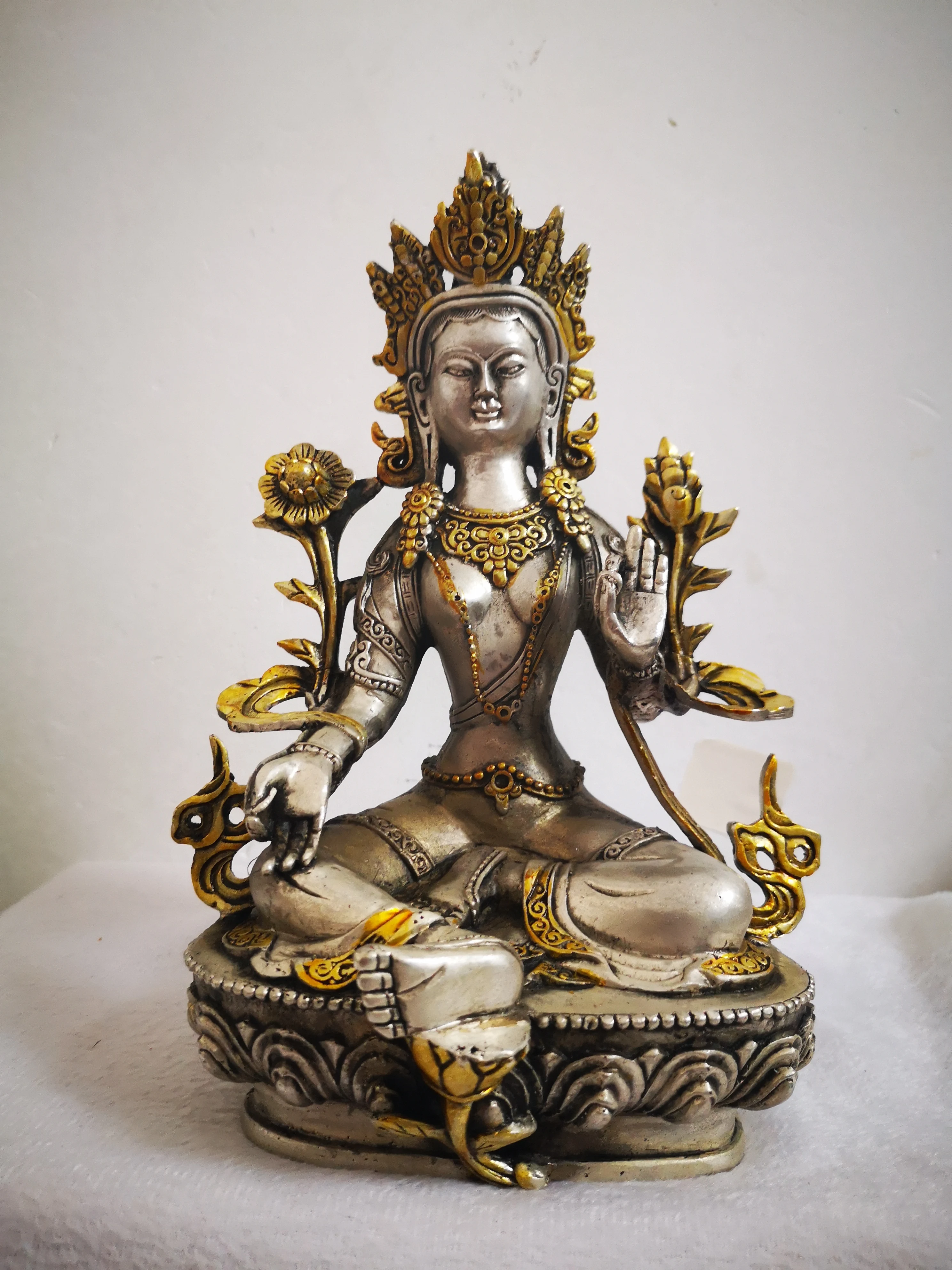 Green tara Exquisite Old collectionsTibet Bronze Tibetan Buddhism Statue 