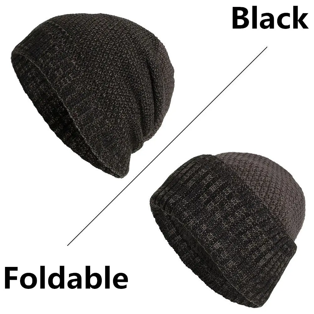 Hip-hop Hat With Ears Fibres Knitting Hat Keep Warm Winterl Cap Ski Beanie Skull Caps Hat Winter Hats For Women - Цвет: Черный