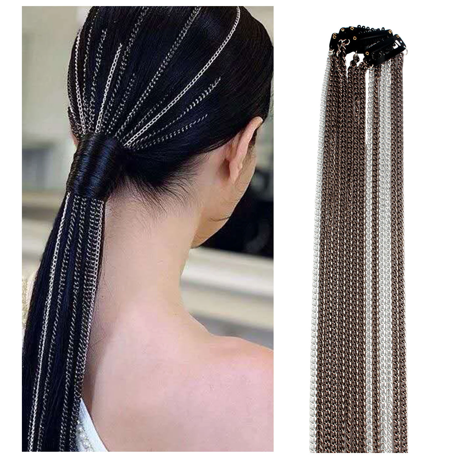 Cadena de pelo con Clip BB para la cabeza, cadena de extensión de peluca, cadena Ins mismo párrafo Punk, accesorios para el cabello de boda, joyería el cabello|Joyería para el -