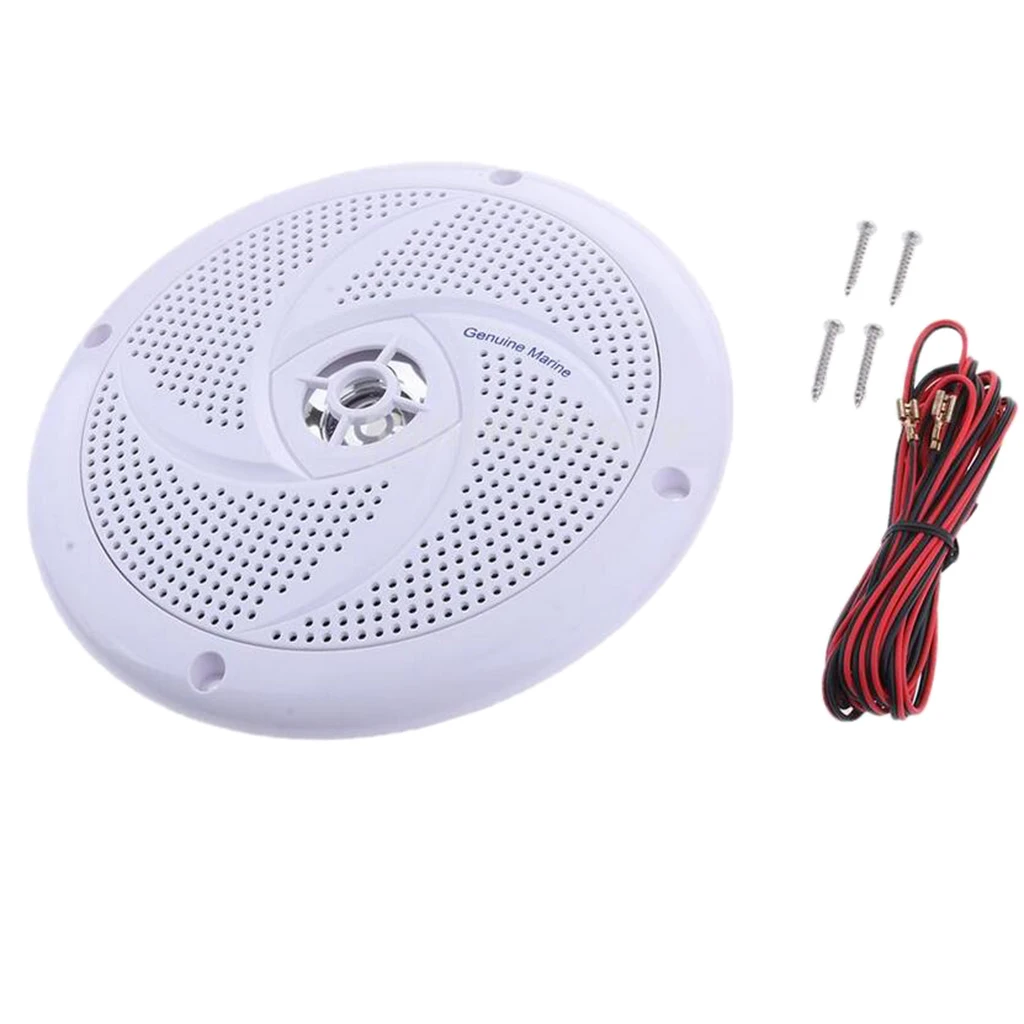 6.5 inch Marine Stereo Boat Speakers Amplified Full Range Stereo Sound Weather Resistant Flush Mount with 60W Power - White