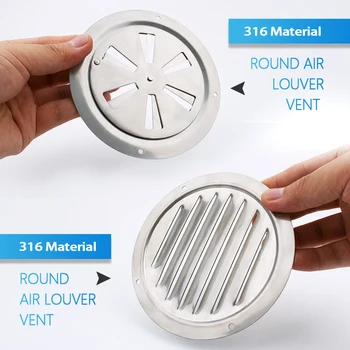 

Round Air Louver Vent + Side Knob Opening Grille Cover 316 Stainless Steel Marine Boat RV Ventilation Louvered Vent 2pcs