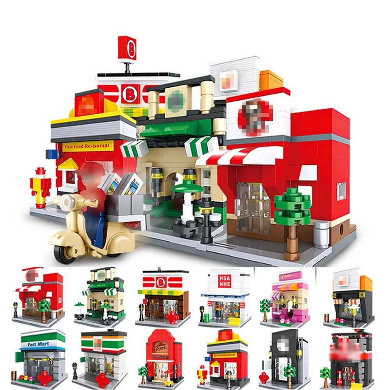 

City Mini Street MOC Building Blocks Compatible With legoingly 3D Model Book Store Brick Figure Educational Toys For kids gifts