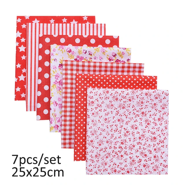 20cmx25cm and 25cmx25cm Cotton Fabric Printed Cloth Sewing Quilting Fabrics for Patchwork Needlework DIY Handmade Material 7pcs 25x25cm