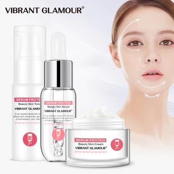 

VIBRANT GLAMOUR Serum Protein Repair Face Cream Set Face Serum Anti-Wrinkle Face Toner Moisturizing Facial Essence Skin Care Set