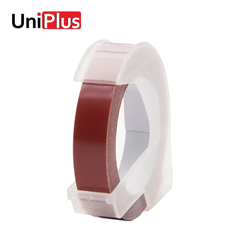 

UniPlus Plastic PVC Labeling Tapes 9mm DYMO 3D Effect Label Maker Maroon Red Compatible for 1880 12965 Motex E-202 Label Printer