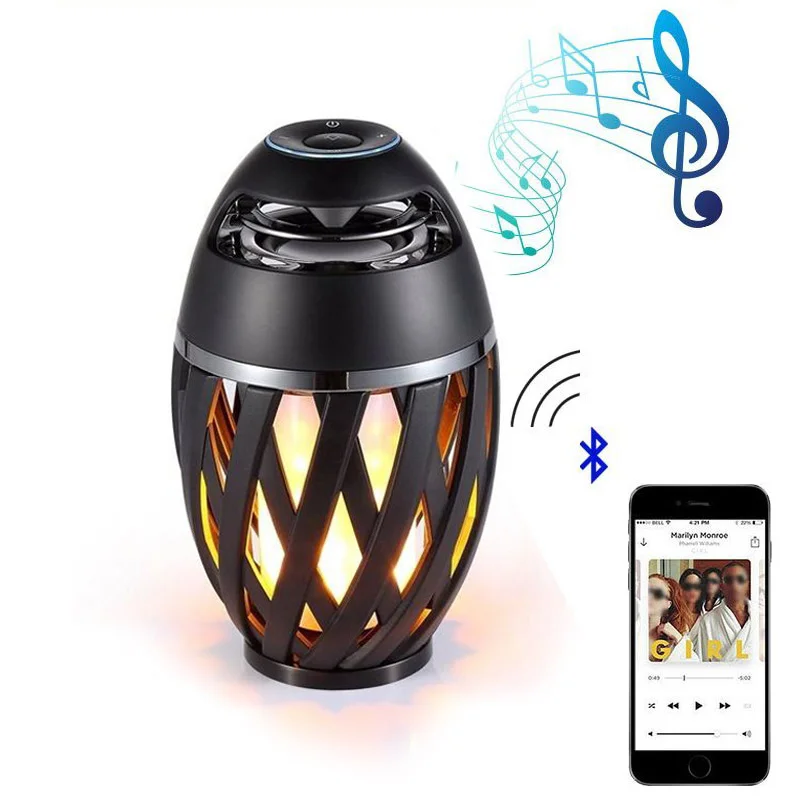 Пламенная настольная лампа Bluetooth динамик usb зарядка FM радио Функция сабвуфер Открытый водонепроницаемый светодиодный беспроводной аудио креативный