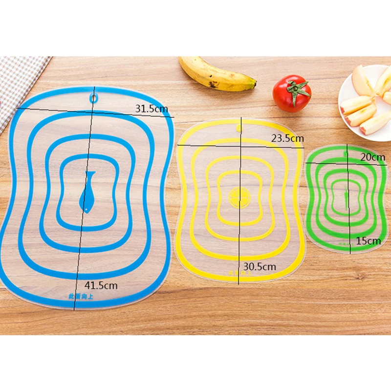 New Hot 4Pcs Kitchen Non Slip Plastic Cutting Boards Cut Chopping Board