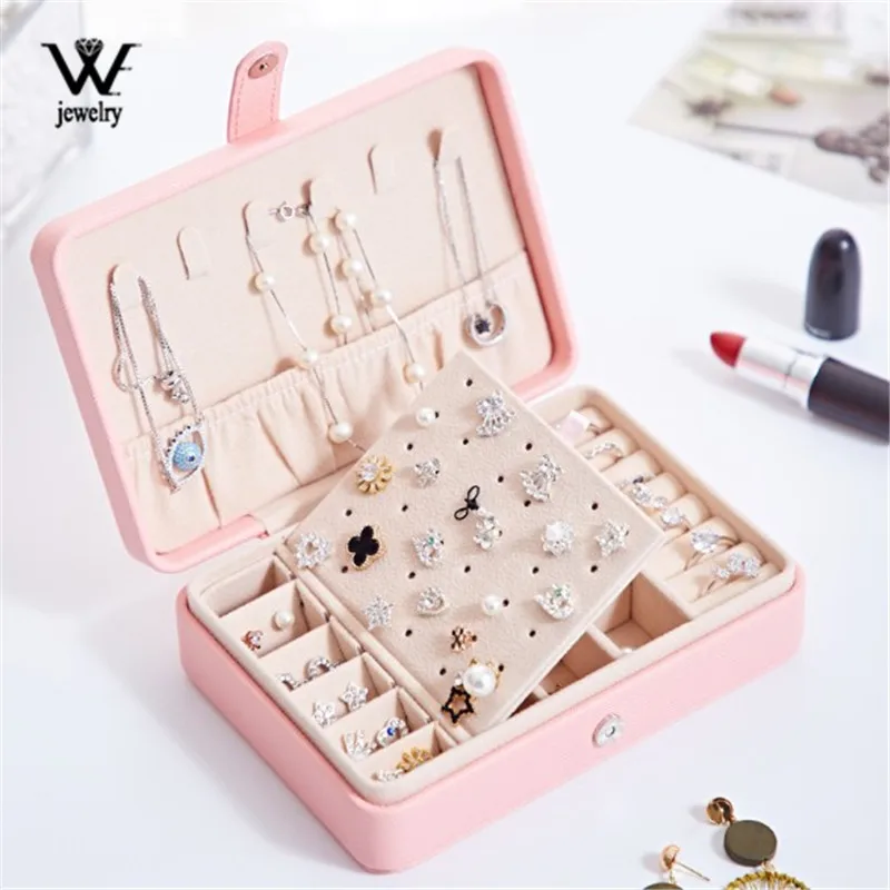 

WE New Portable PU Leather Jewelry Box Travel Jewelry Organizer Multifunction Necklace Earring Ring Storage Box Women Gifts