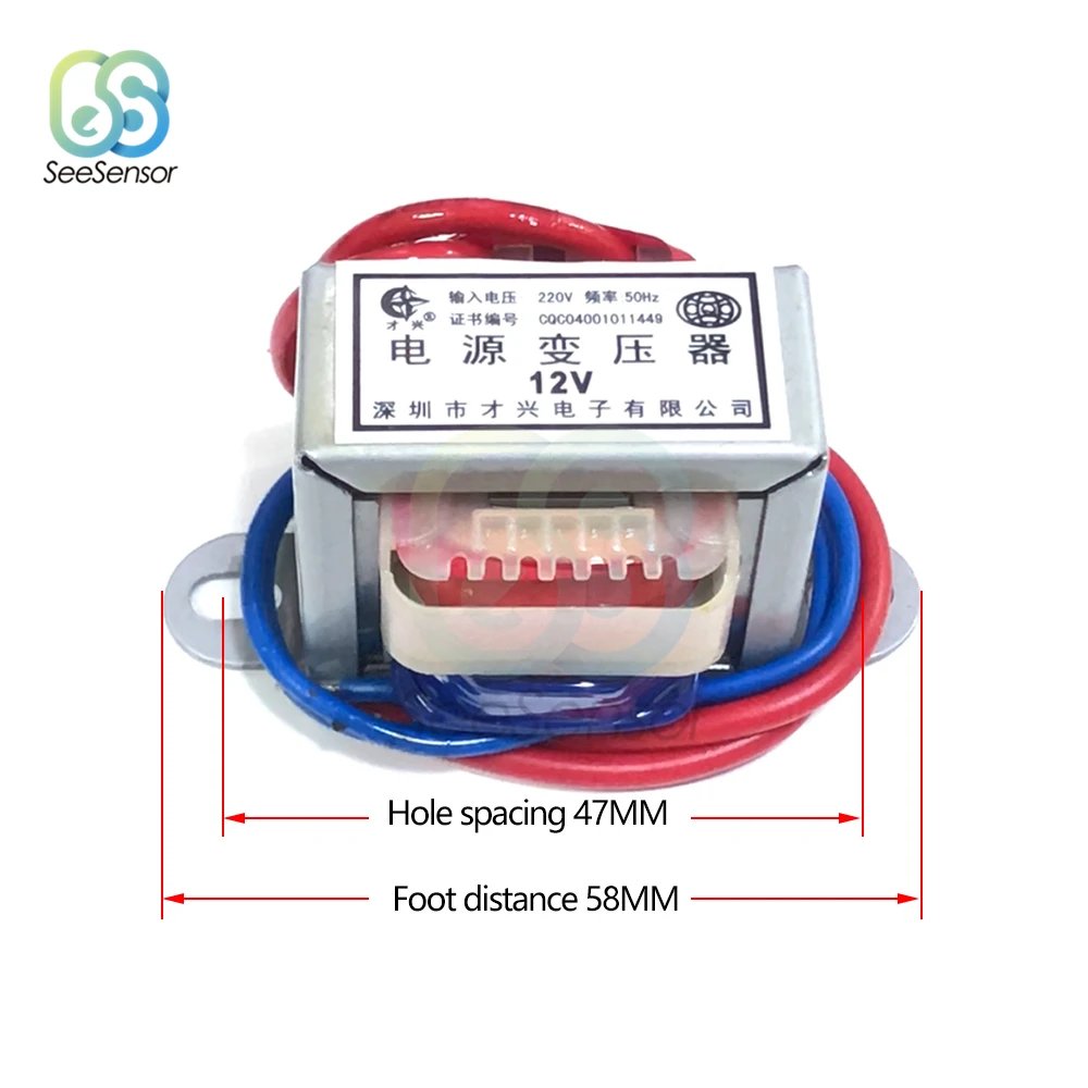AC 6V-24V Output Voltage 2W EI Copper Core Input 220V 50Hz~60Hz Single Voltage 2 Line Copper Power Transformer power transformer