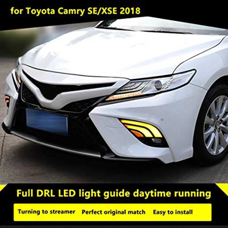 2 шт. drl для toyota camry противотуманный светильник s XSE SE Дневной светильник противотуманная фара дневной ходовой светильник сигнал поворота авто аксессуары