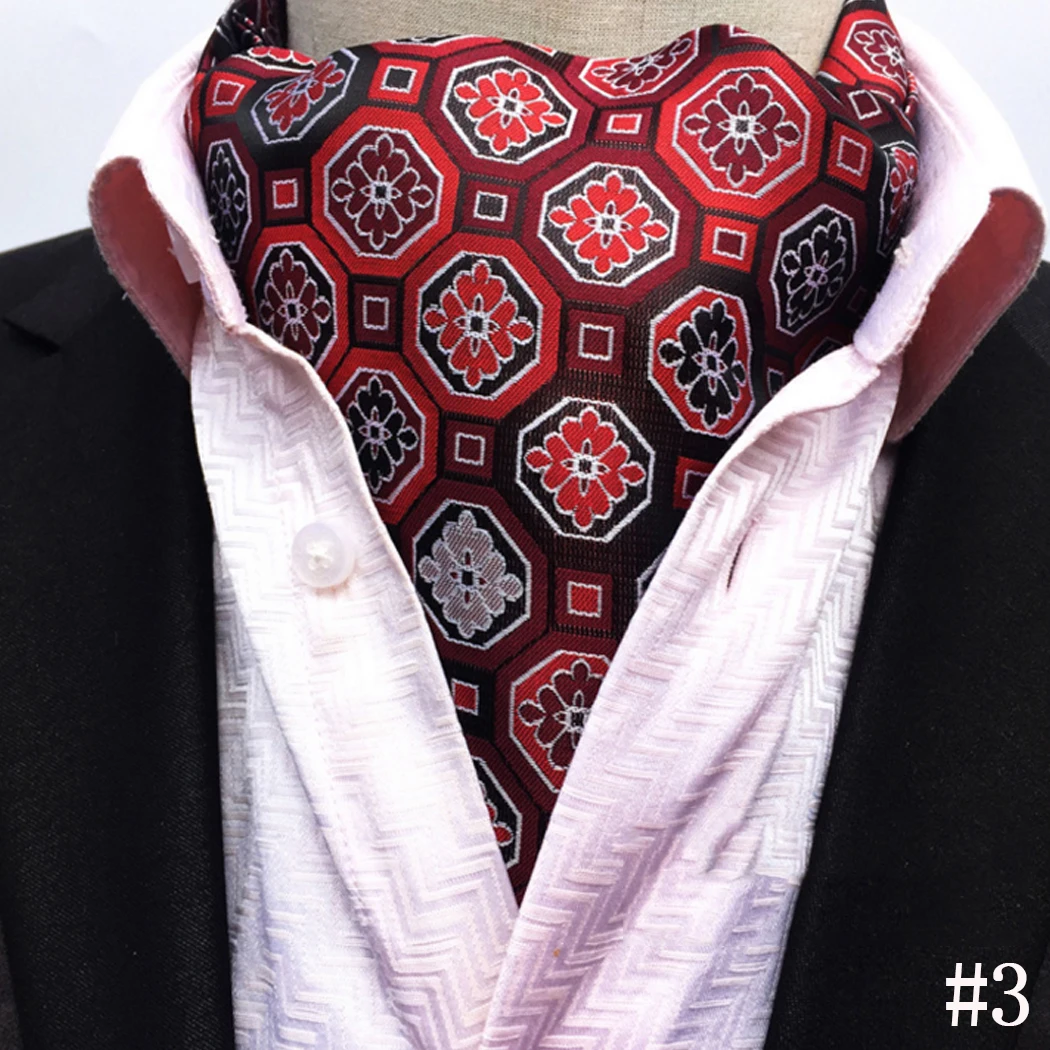Аскотские галстуки для мужчин, свадебные узорчатые Галстуки, красные, серые, синие, черные жаккардовые Тканые Вечерние шарфы в деловом стиле - Цвет: 3