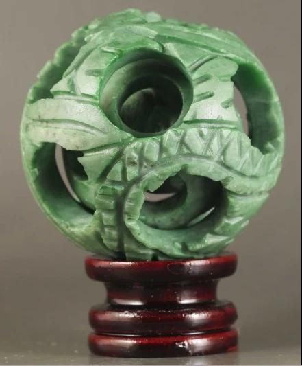 

Китайская резная вручную статуя из натурального нефрита С Вырезанным блестящим шариком 4 дюйма