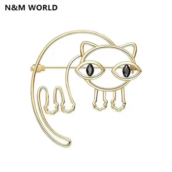 

New Fashion Brooch Jewelry Cute Girl Black Kitten Gold Brooch For Birthday Pretty Women Girls Gift