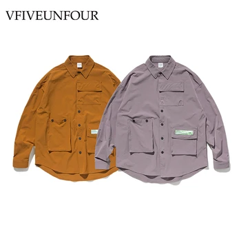 

VFIVEUNFOUR DESIGN Men Shirt Loose Hot Sale Long Sleeve Shirts 2019 Hipster Hip Hop Casual Oversized Male Fashion Vintage Tops