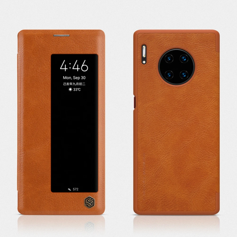 Brown Настоящий кожаный чехол NILLKIN для huawei mate 30 Pro 5G mate 20 Pro, умный винтажный кожаный бумажник с окошком, откидной Чехол - Цвет: Brown
