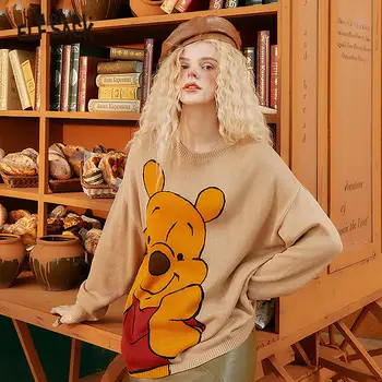 

ELFSACK Cartoon Jacquard Knitted Casual Oversize Pullover Sweaters Women,2020 Autumn ELF Full Sleeve,Korean Girly Daily Cute Top