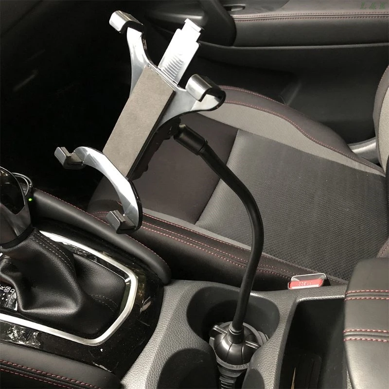 범용 구즈넥 차량용 컵 홀더 마운트, 조절 가능한 유연한 목 받침대 포함, 아이패드 에어/미니 등 7-12 인치 태블릿 용