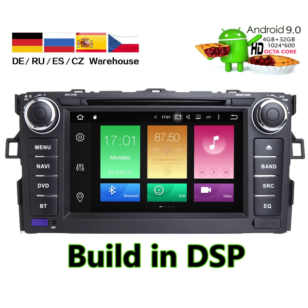

HIRIOT Android 9.0 CAR DVD GPS Player For TOYOTA AURIS 07-11 Octa Core 4G RAM+32G ROM DAB OBD DSP Navigation USB BT WIFI DVR SD