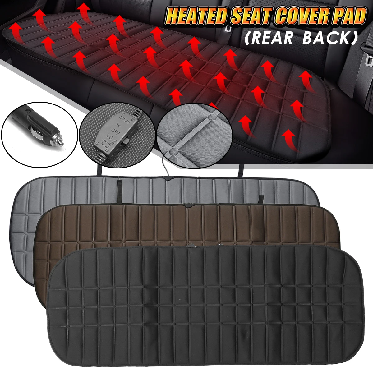 Comprar Funda de cojín de asiento de calefacción trasera con calefacción trasera 12v 42W calentador de Auto de invierno accesorios de automoción