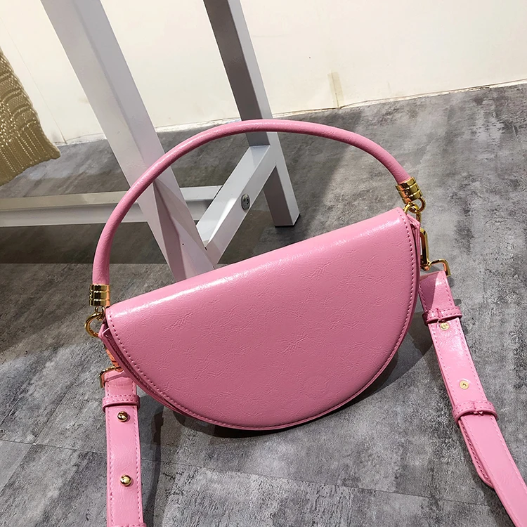 Дикая розовая полукруглая цветная дизайнерская седельная сумка, сумка-тоут, женские сумки, сумки