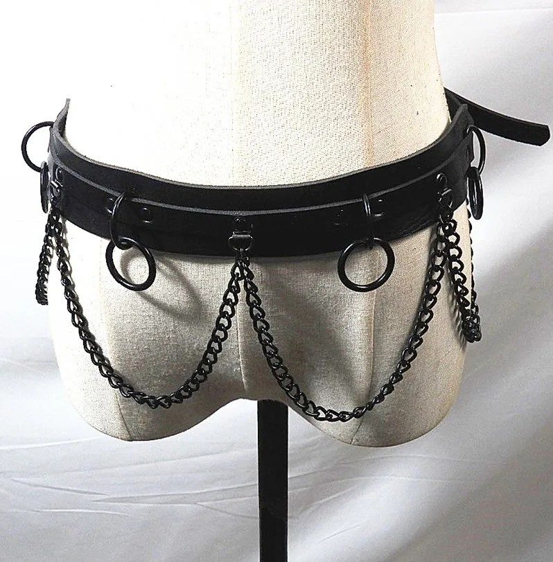 

Harness Woman Skin 4 Ring Personality Joker Bound Belt Show Waist Chain Trend Belt Punk Woman Belts for Dress
