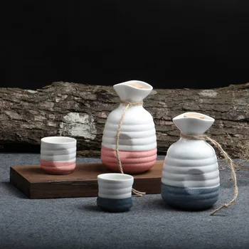 

45ml 300ml 1 Pot 4 Cups Wine Set Japan Snowflake Glaze Ceramic Sake Wine Bottle Ceramic Creative Liquor Divider Wine Container