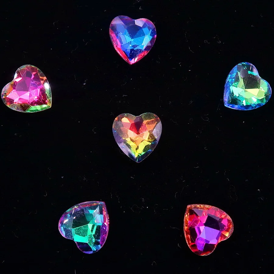 A7 Rainbow mix Блестящее стекло, кристалл, 7 размеров, прозрачные AB и радужные цвета, точечная задняя часть, форма сердца, клей, стразы, бусины, аппликация, сделай сам, отделка - Цвет: A7 Rainbow mix