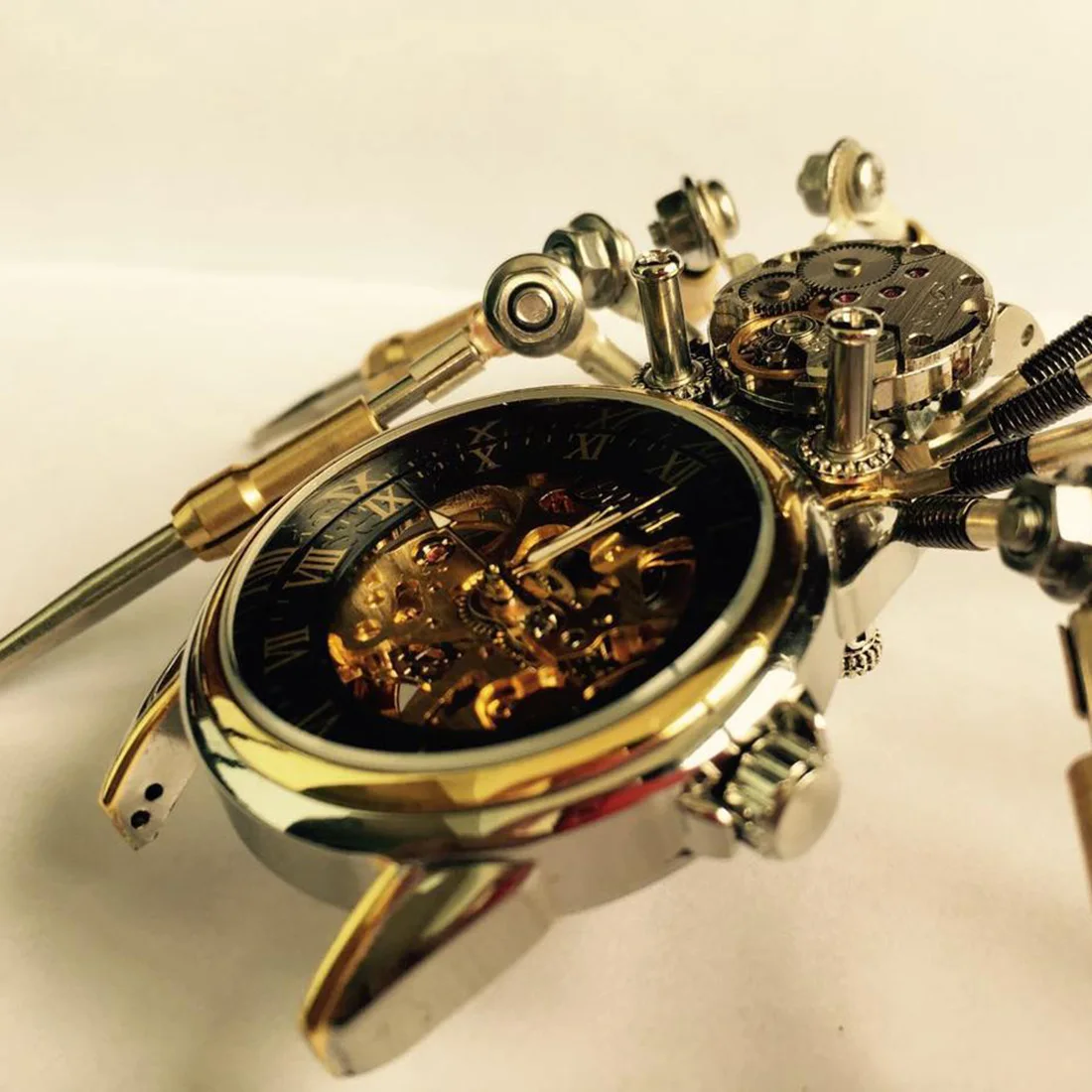 Mechanical Metal Clock DIY Assemble Model Kit Steampunk Style X-mas Luxury Gifts 