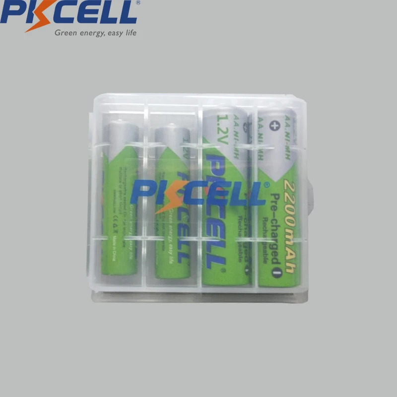  PKCELL 2 шт. AA 2200 мАч батарея + 2 шт. AAA 1,2 в низкая саморазрядка Ni MH AAA аккумуляторные батареи + 1 шт. AA/AAA Батарейная коробка 