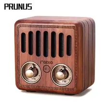 PRUNUS R-908 портативный Радиоприемник Ретро fm-радио Деревянный беспроводной Bluetooth динамик бас TF карта/AUX MP3 Воспроизведение перезаряжаемое радио