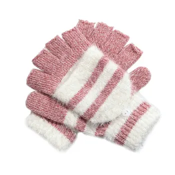 

Women Men Buckle Student Anti Skid Gloves Knitted Gift Soft Flip Mittens Cute Riding Outdoor Warm Winter Fashion Thickened