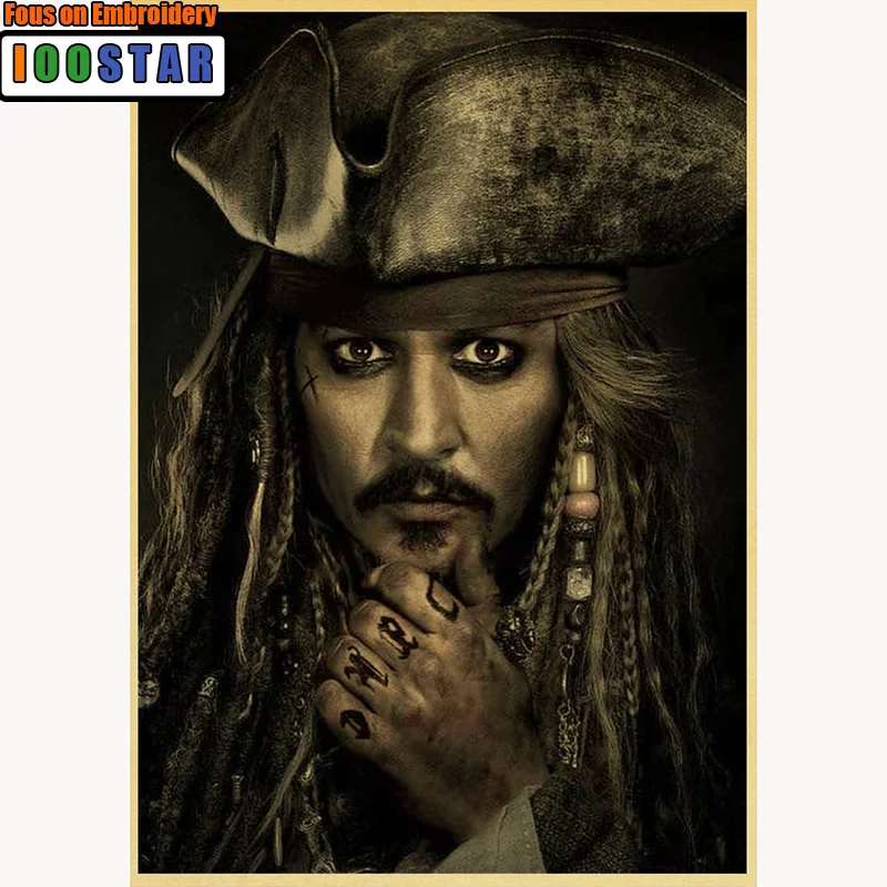 

5D Full Diy Diamond Painting cross stitch Pirates of the Caribbean Captain Jack Sparrow actor Johnny Depp Mosaic Embroidery Gift